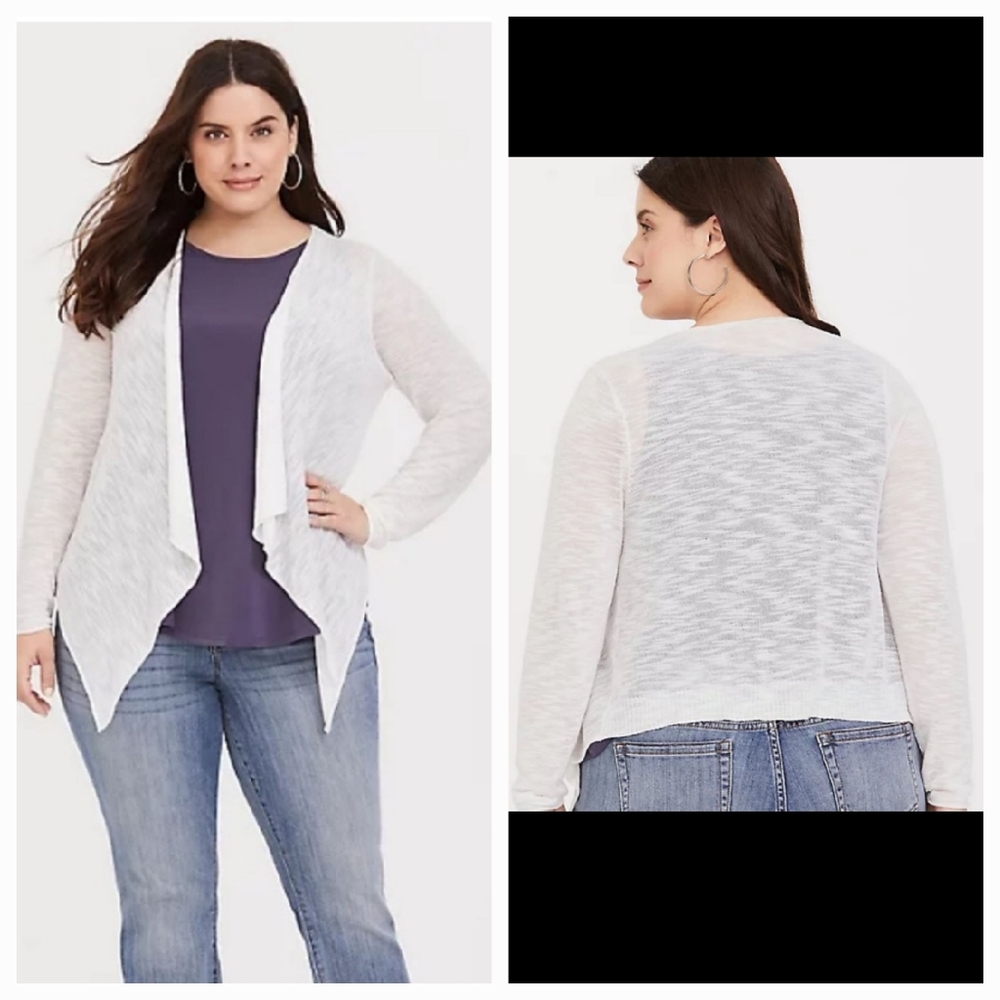 Torrid White Drape Front Cardigan 5x
